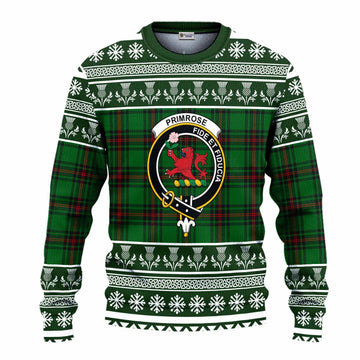 Primrose Clan Tartan Christmas Ugly Sweater with Family Crest