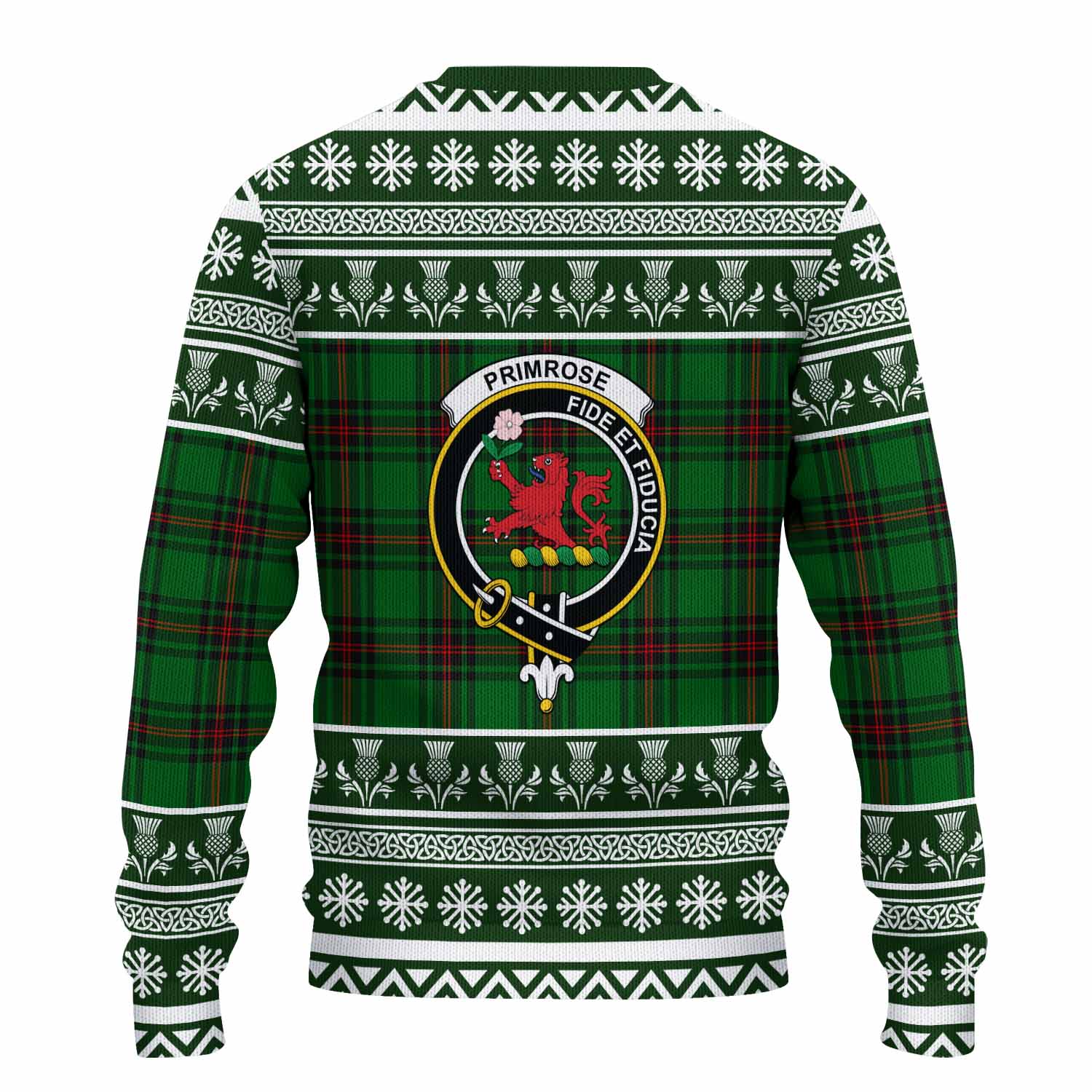Primrose Clan Tartan Christmas Ugly Sweater with Family Crest - Tartan Vibes Clothing