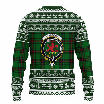 Primrose Clan Tartan Christmas Ugly Sweater with Family Crest