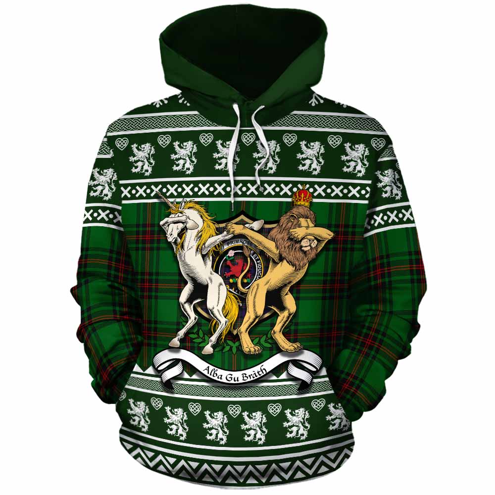 Primrose Clan Tartan Crest Christmas Cotton Hoodie Coat of Arms Funny Style - Tartan Vibes Clothing