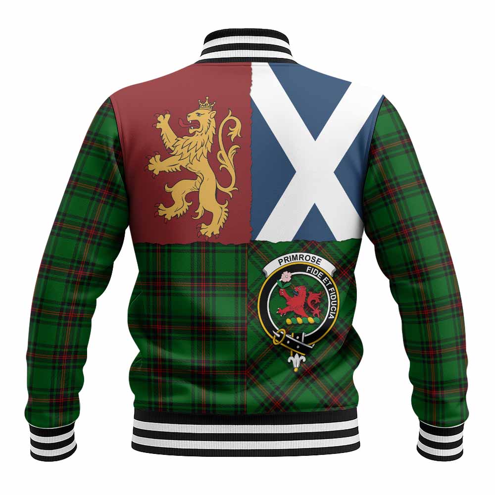 Primrose Crest Tartan Baseball Jacket with Lion Rampant Saltire Style