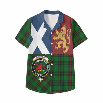Primrose Crest Tartan Kid Hawaiian Shirt with Lion Rampant Saltire Style