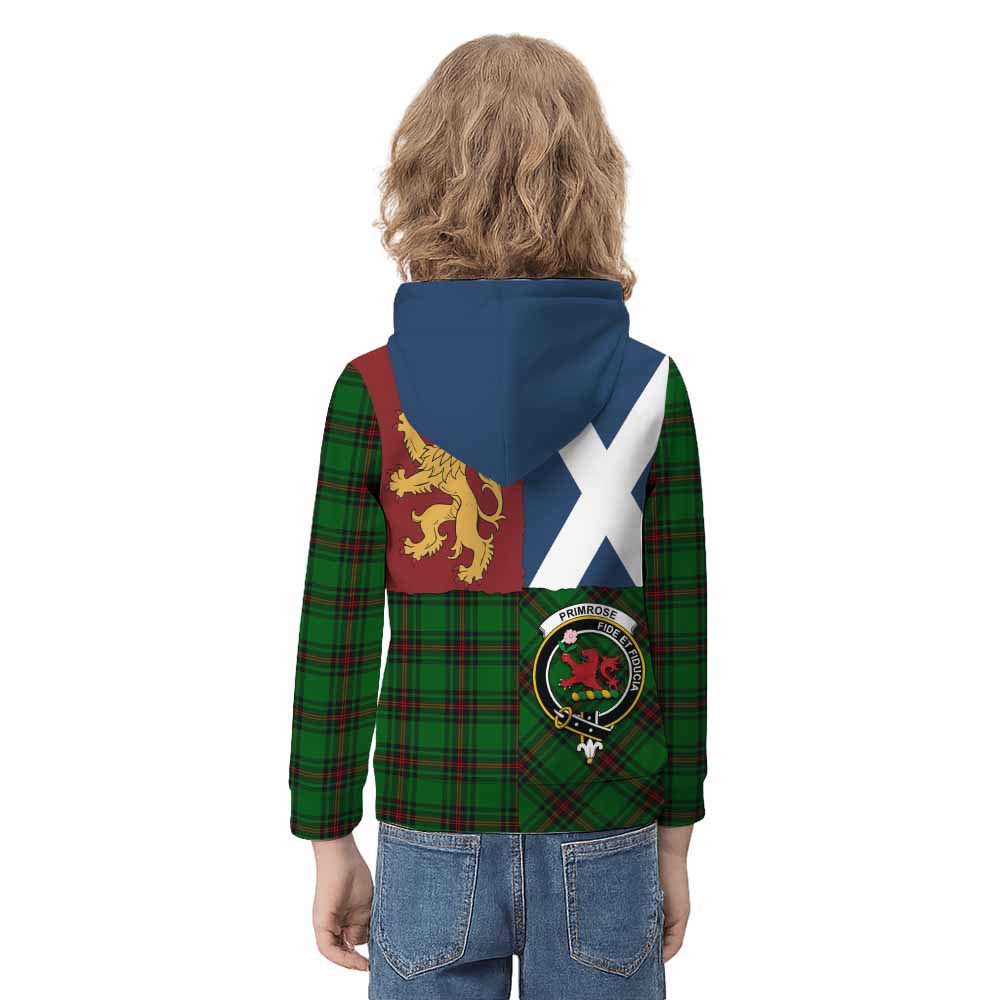 Primrose Crest Tartan Kid Hoodie with Lion Rampant Saltire Style - Tartan Vibes Clothing