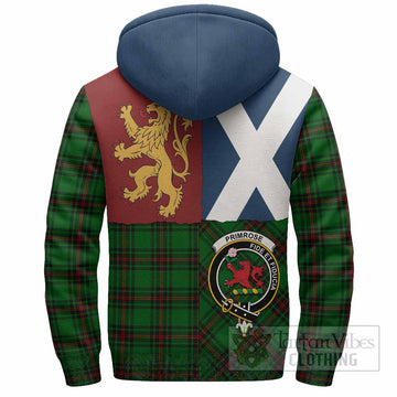 Primrose Crest Tartan Sherpa Hoodie with Lion Rampant Saltire Style