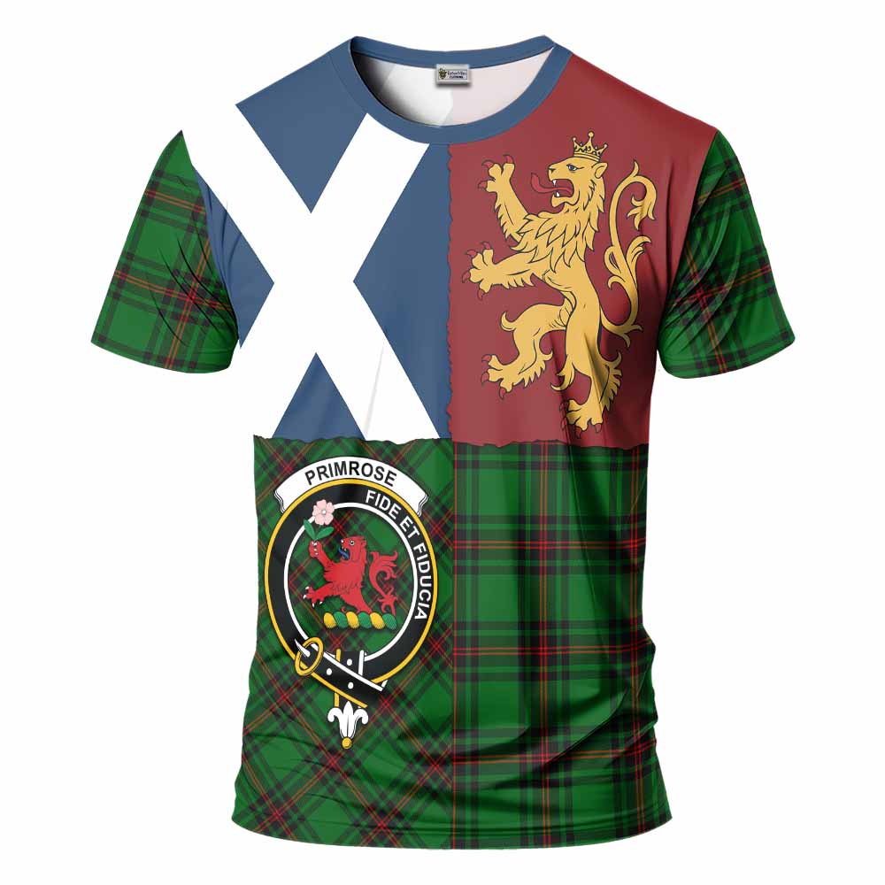 Primrose Crest Tartan T-Shirt with Lion Rampant Saltire Style