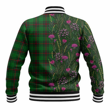 Primrose Family Crest Tartan Baseball Jacket Scottish Thistle Flower Pattern Half Style
