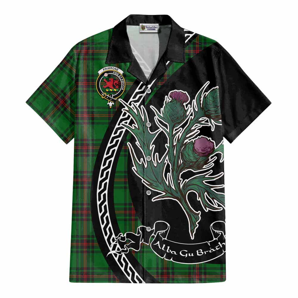 Primrose Family Crest Tartan Cotton Hawaiian Shirt Alba Thistle Inspired - Tartan Vibes Clothing