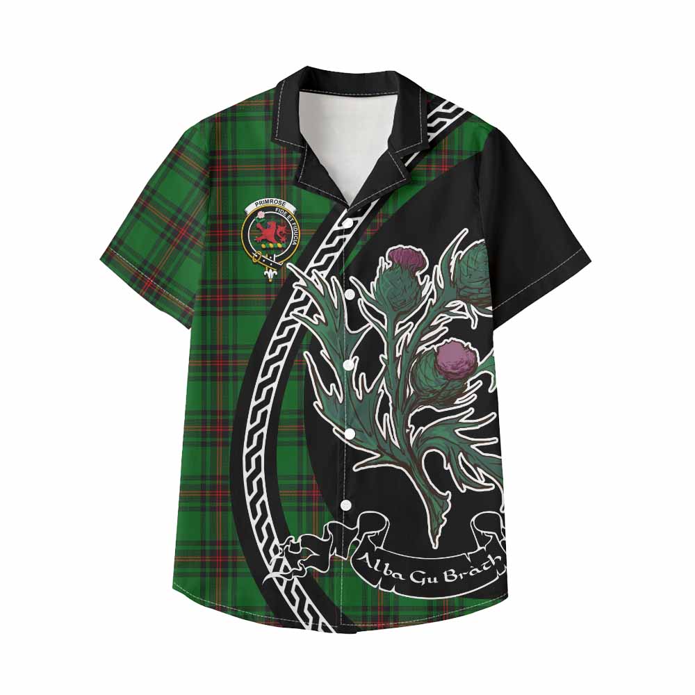 Primrose Family Crest Tartan Kid Hawaiian Shirt Alba Thistle Inspired - Tartan Vibes Clothing