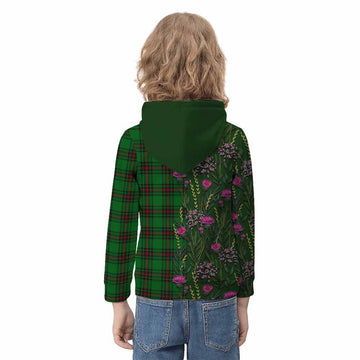 Primrose Family Crest Tartan Kid Hoodie Scottish Thistle Flower Pattern Half Style