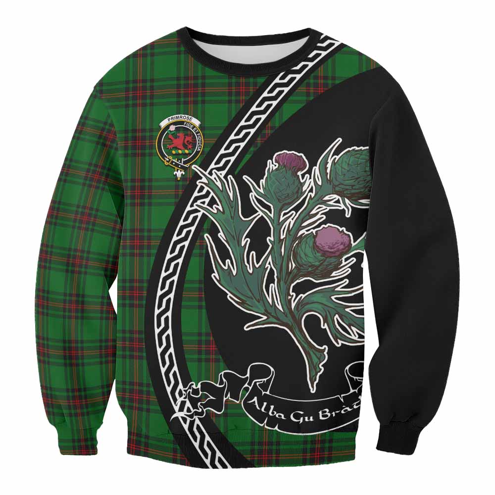Primrose Family Crest Tartan Sweatshirt Alba Thistle Inspired - Tartan Vibes Clothing