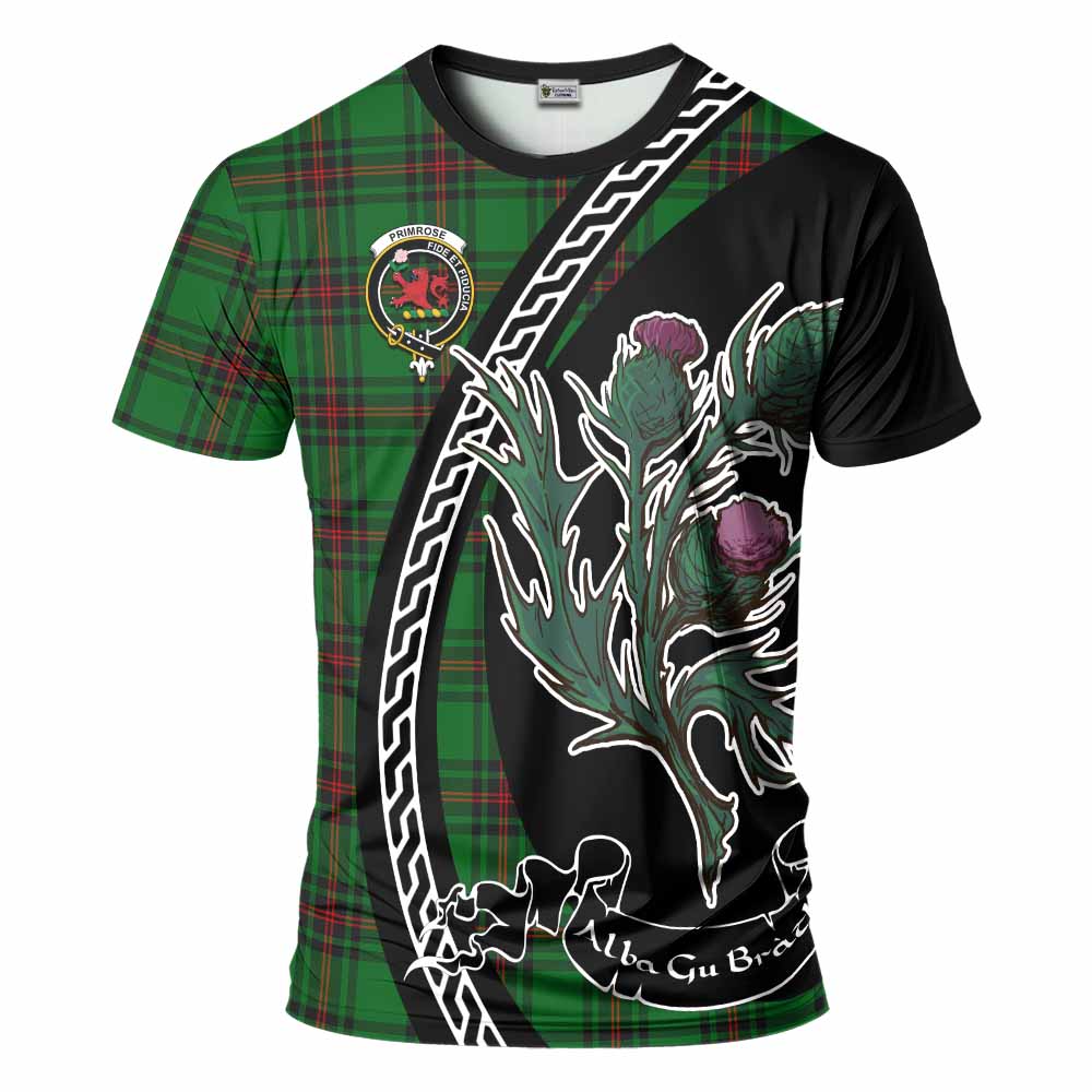 Primrose Family Crest Tartan T-Shirt Alba Thistle Inspired - Tartan Vibes Clothing