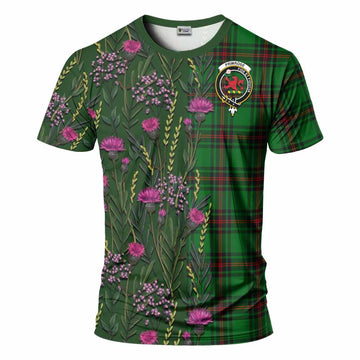 Primrose Family Crest Tartan T-Shirt Scottish Thistle Flower Pattern Half Style - Tartan Vibes Clothing
