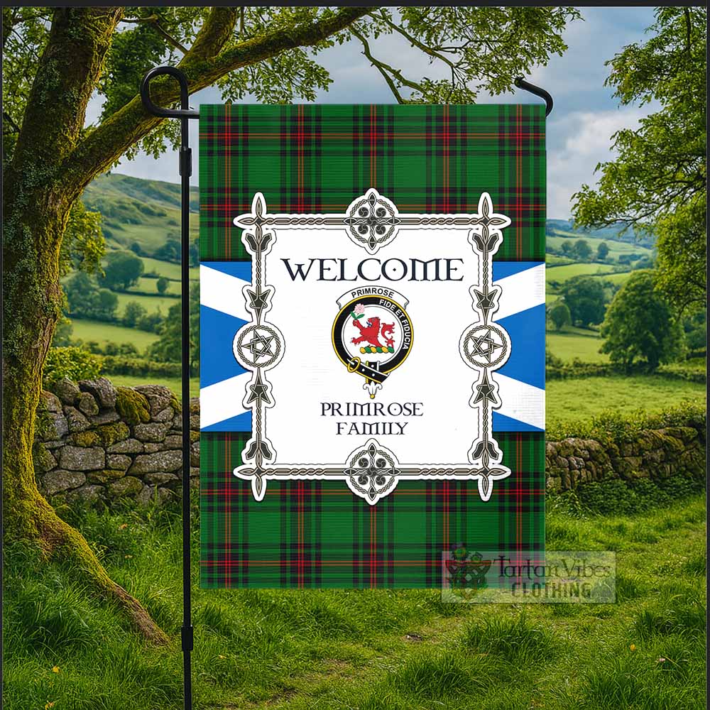 Primrose Family Crest Tartan Welcome Garden Flag Saltire Harmony Style - Tartan Vibes Clothing