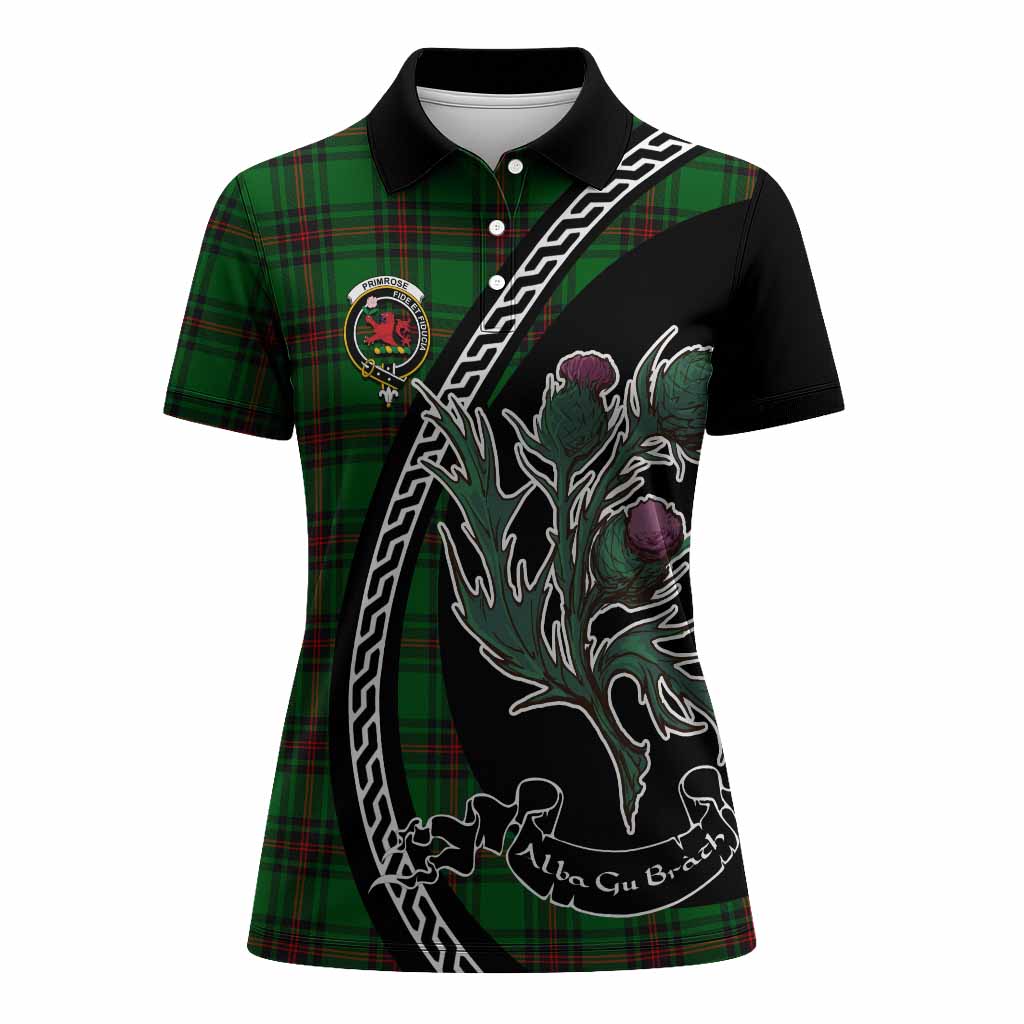 Primrose Family Crest Tartan Women Polo Shirt Alba Thistle Inspired - Tartan Vibes Clothing