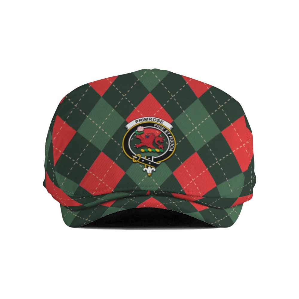 Primrose Scottish Family Crest Flat Cap, Jeff Cap Argyle Plaid Christmas Style - Tartan Vibes Clothing