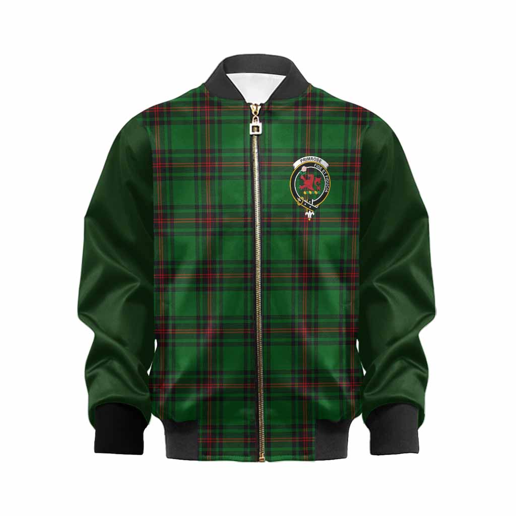 Primrose Tartan Accent Kid Bomber Jacket with Family Crest