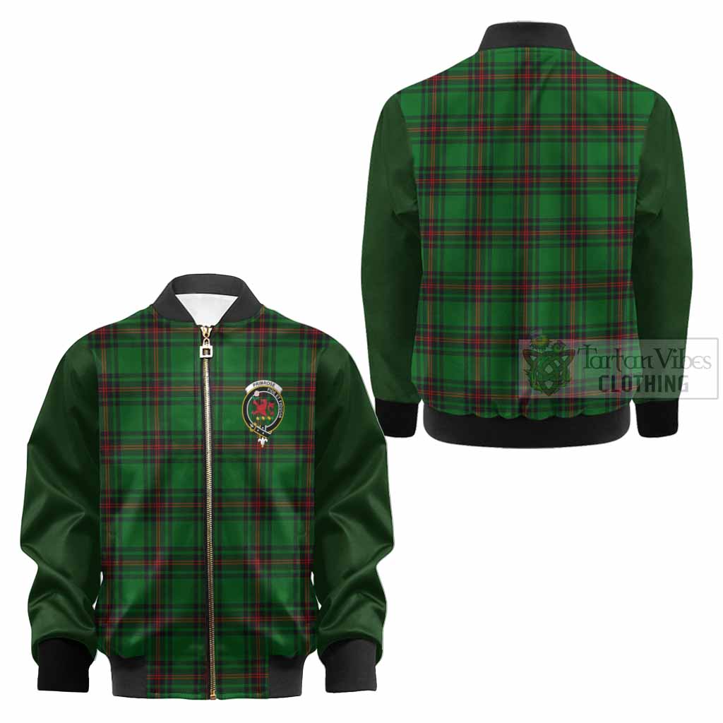Primrose Tartan Accent Kid Bomber Jacket with Family Crest