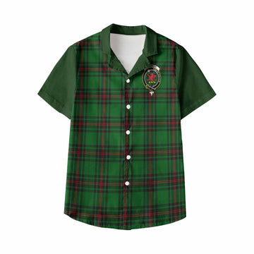 Primrose Tartan Accent Kid Hawaiian Shirt with Family Crest