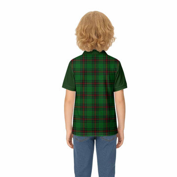 Primrose Tartan Accent Kid Polo Shirt with Family Crest