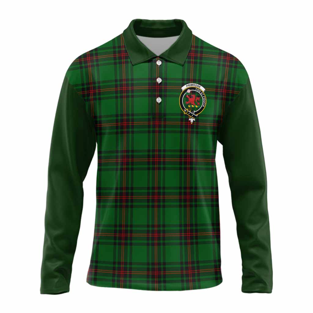 Primrose Tartan Accent Long Sleeve Polo Shirt with Family Crest