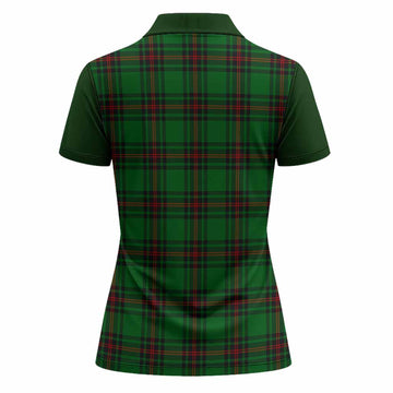 Primrose Tartan Accent Women Polo Shirt with Family Crest