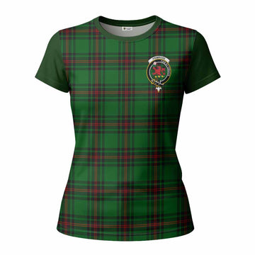 Primrose Tartan Accent Women T shirt with Family Crest