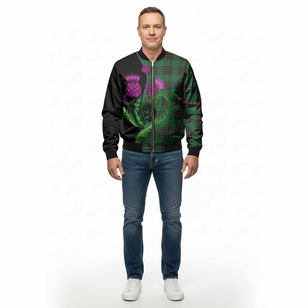 Primrose Tartan Bomber Jacket Traditional Scottish Thistle