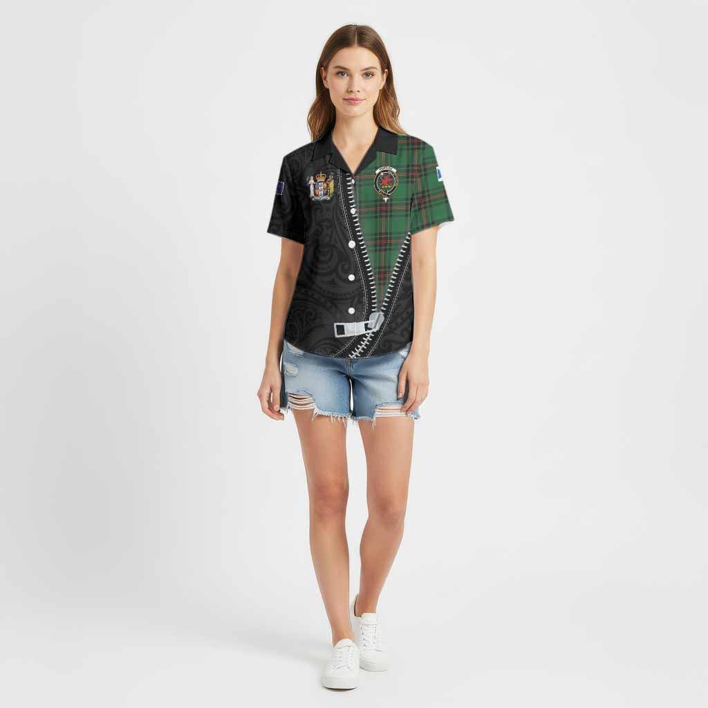 Primrose Tartan Cotton Hawaiian Shirt New Zealand Pattern Unique Zipper Stylized