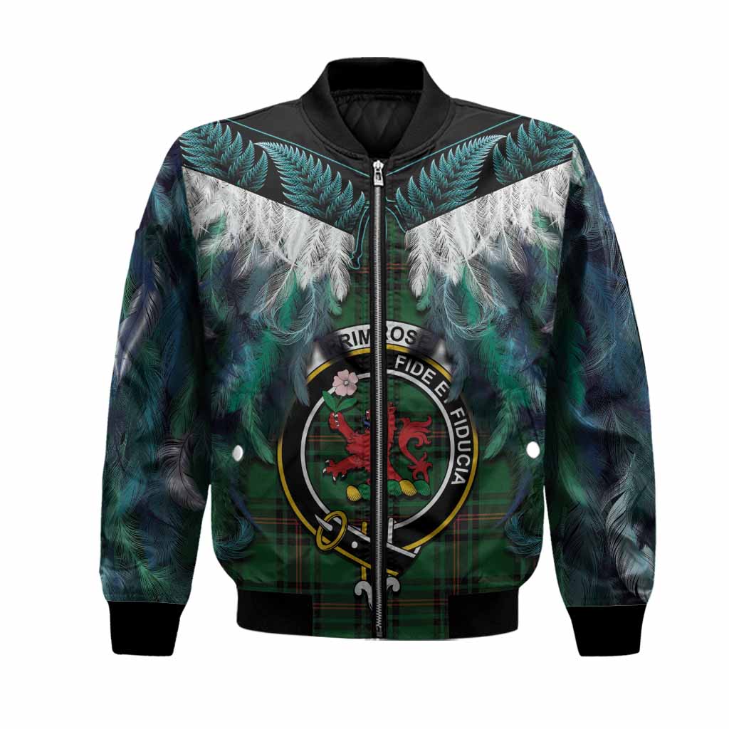 Primrose Tartan Crest Bomber Jacket New Zealand Maori Korowai Cloak