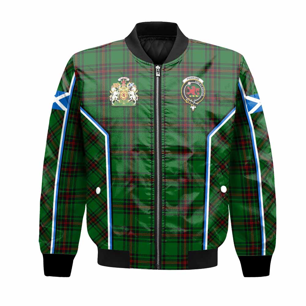 Primrose Tartan Crest Bomber Jacket Scotland Coat of Arm Flag Style - Tartan Vibes Clothing