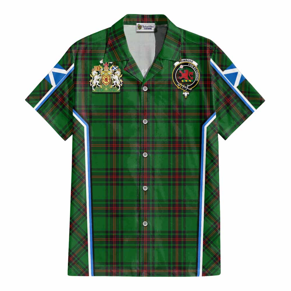 Primrose Tartan Crest Cotton Hawaiian Shirt Scotland Coat of Arm Flag Style - Tartan Vibes Clothing