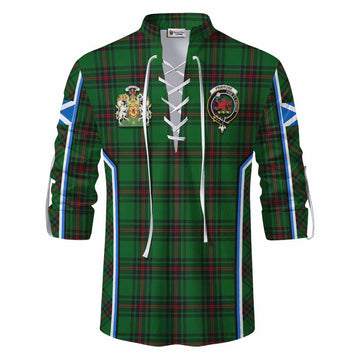 Primrose Tartan Crest Ghillie Kilt Shirt Scotland Coat of Arm Flag Style