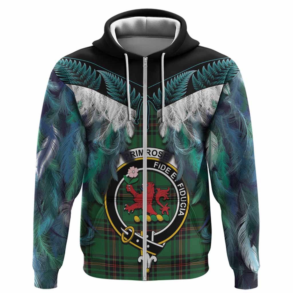 Primrose Tartan Crest Hoodie New Zealand Maori Korowai Cloak