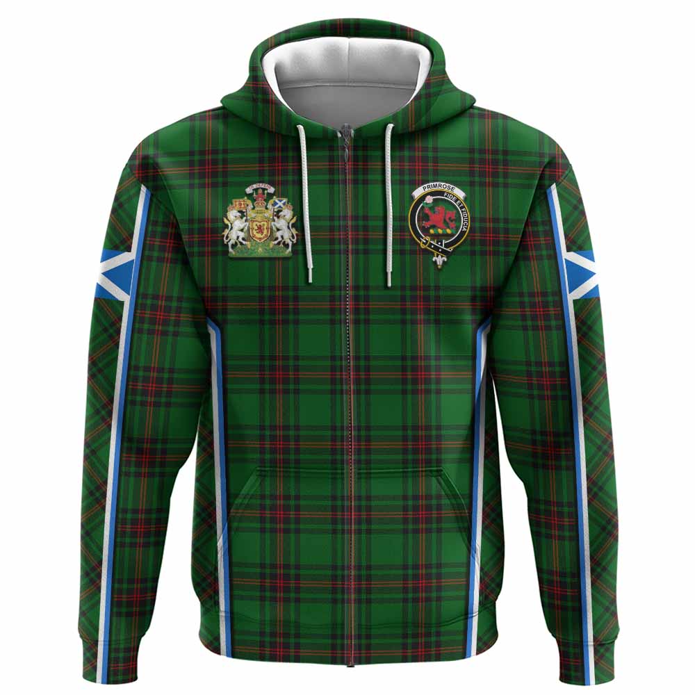 Primrose Tartan Crest Hoodie Scotland Coat of Arm Flag Style - Tartan Vibes Clothing