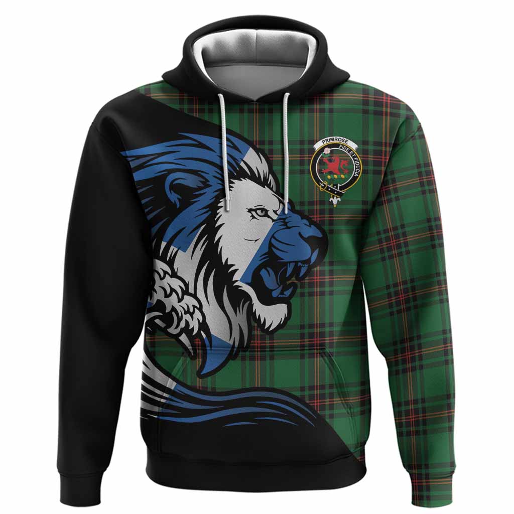 Primrose Tartan Crest Hoodie Scottish Golden Lions Wave Flow