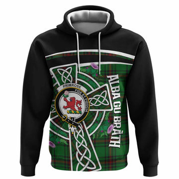 Primrose Tartan Crest Hoodie Scottish Thistle Celtic Cross Alba Gu Brath