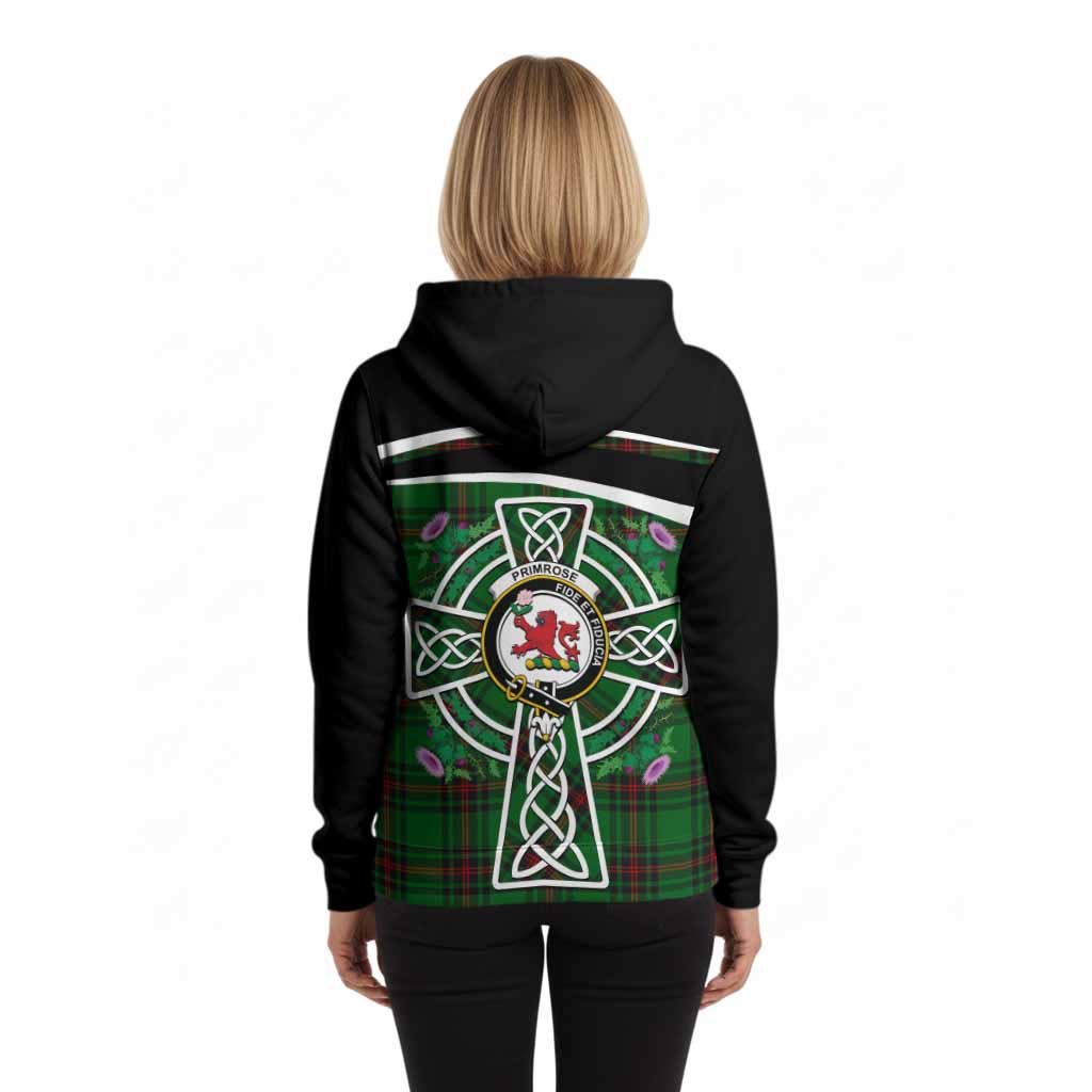 Primrose Tartan Crest Hoodie Scottish Thistle Celtic Cross Alba Gu Brath