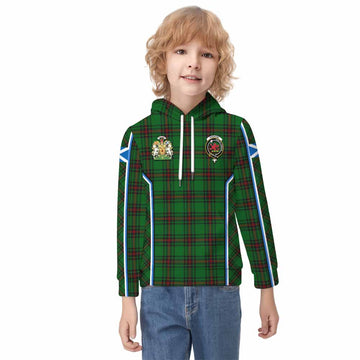 Primrose Tartan Crest Kid Hoodie Scotland Coat of Arm Flag Style