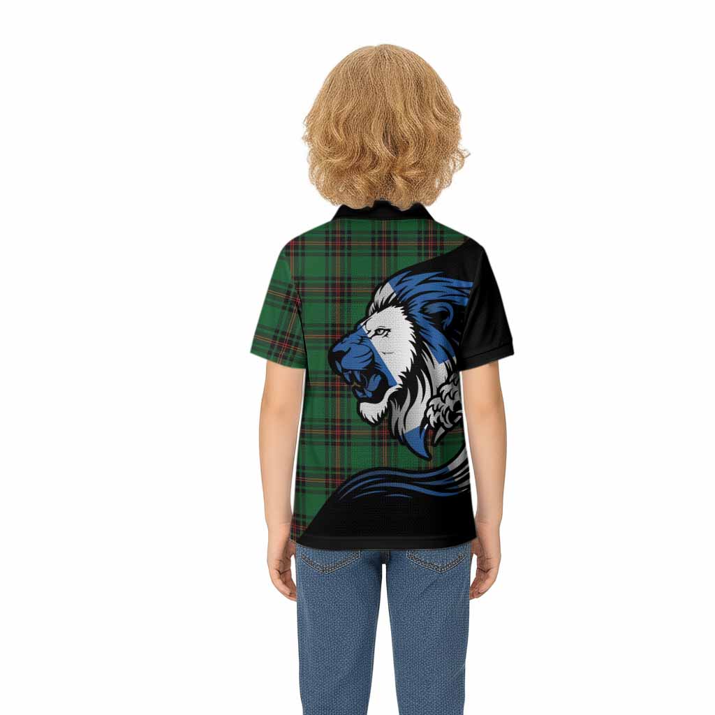 Primrose Tartan Crest Kid Polo Shirt Scottish Golden Lions Wave Flow