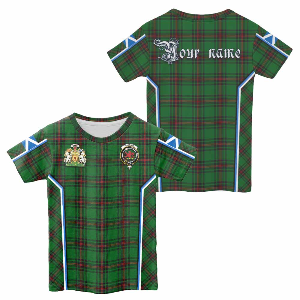 Primrose Tartan Crest Kid T-shirt Scotland Coat of Arm Flag Style - Tartan Vibes Clothing