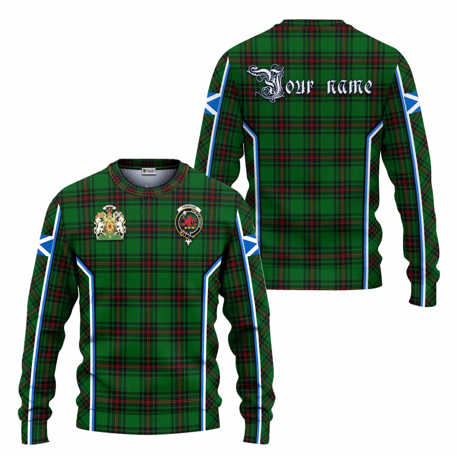 Primrose Tartan Crest Knitted Sweater Scotland Coat of Arm Flag Style - Tartan Vibes Clothing