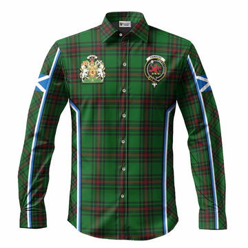 Primrose Tartan Crest Long Sleeve Button Shirts Scotland Coat of Arm Flag Style