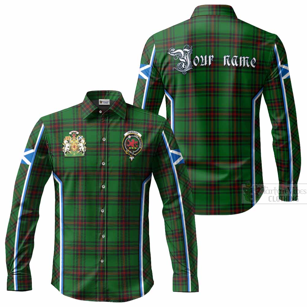 Primrose Tartan Crest Long Sleeve Button Shirts Scotland Coat of Arm Flag Style - Tartan Vibes Clothing