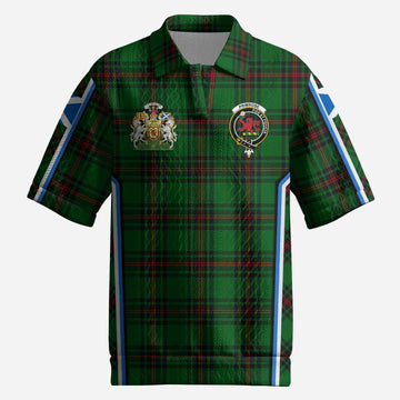Primrose Tartan Crest Men’s Polo Sweater Top Scotland Coat of Arm Flag Style
