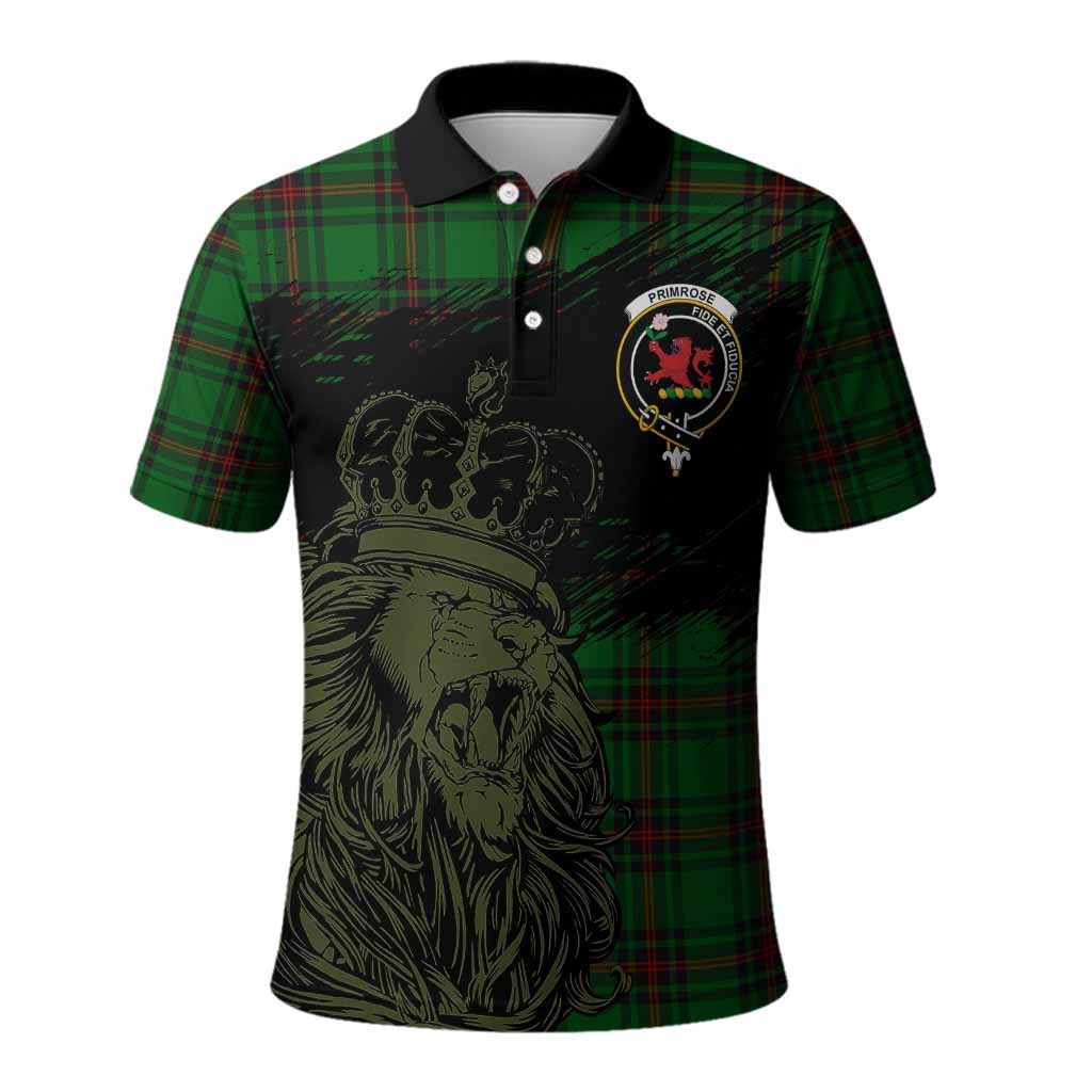 Primrose Tartan Crest Polo Shirt Crowned Lion Heritage Style