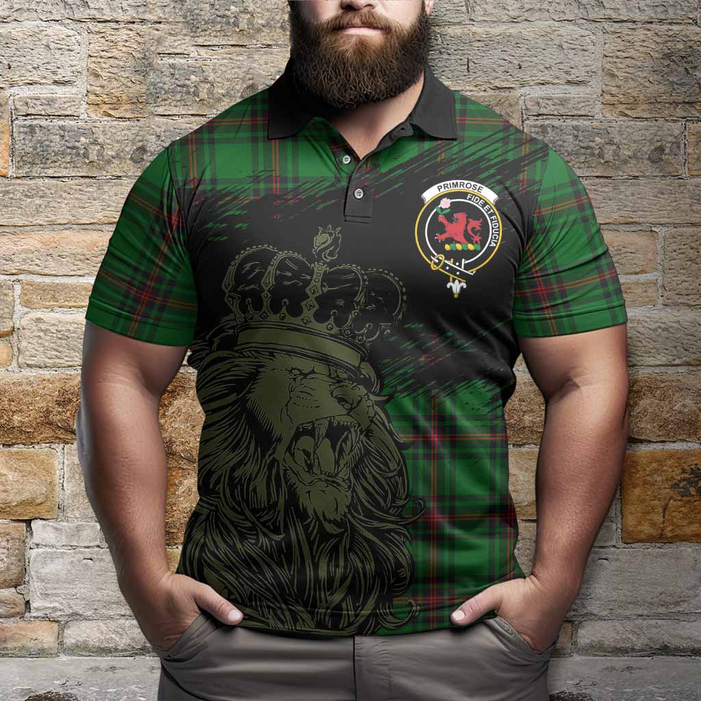 Primrose Tartan Crest Polo Shirt Crowned Lion Heritage Style