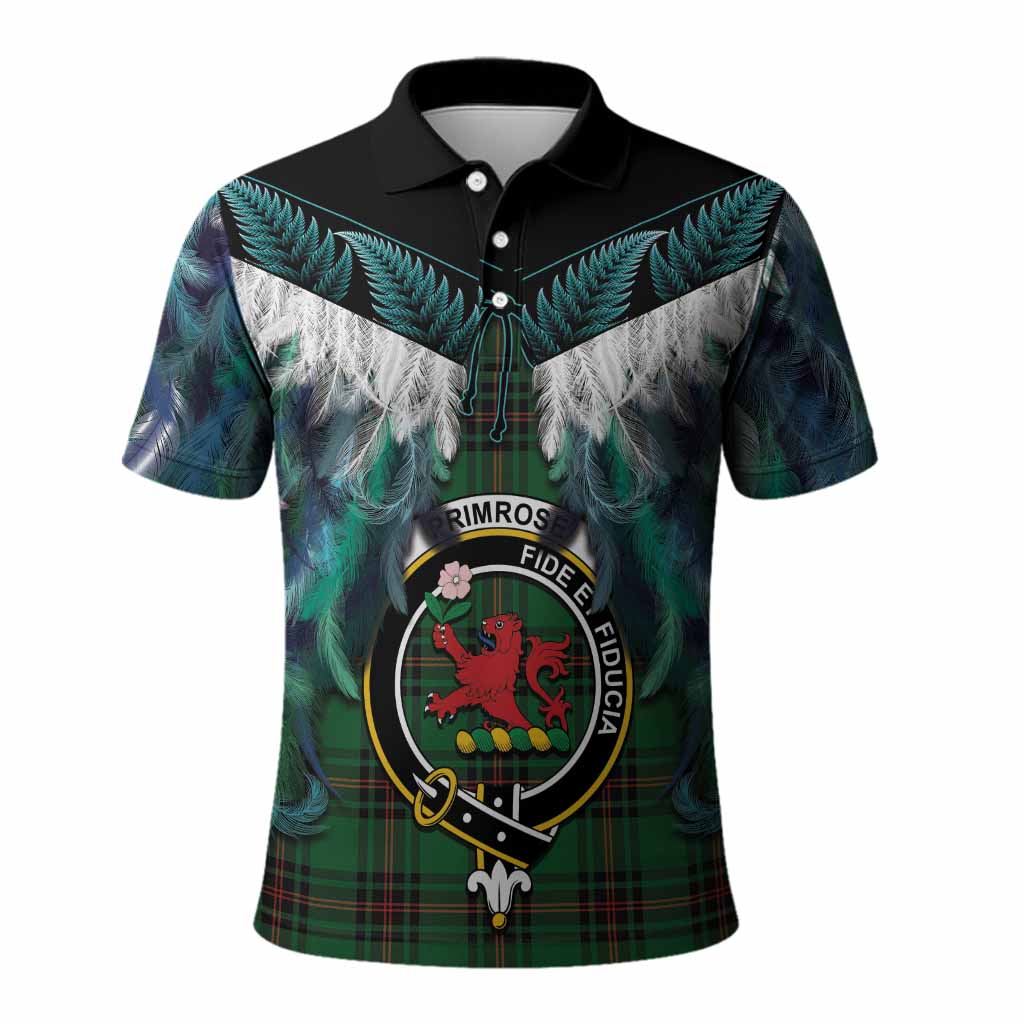 Primrose Tartan Crest Polo Shirt New Zealand Maori Korowai Cloak