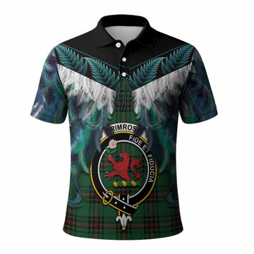 Primrose Tartan Crest Polo Shirt New Zealand Maori Korowai Cloak