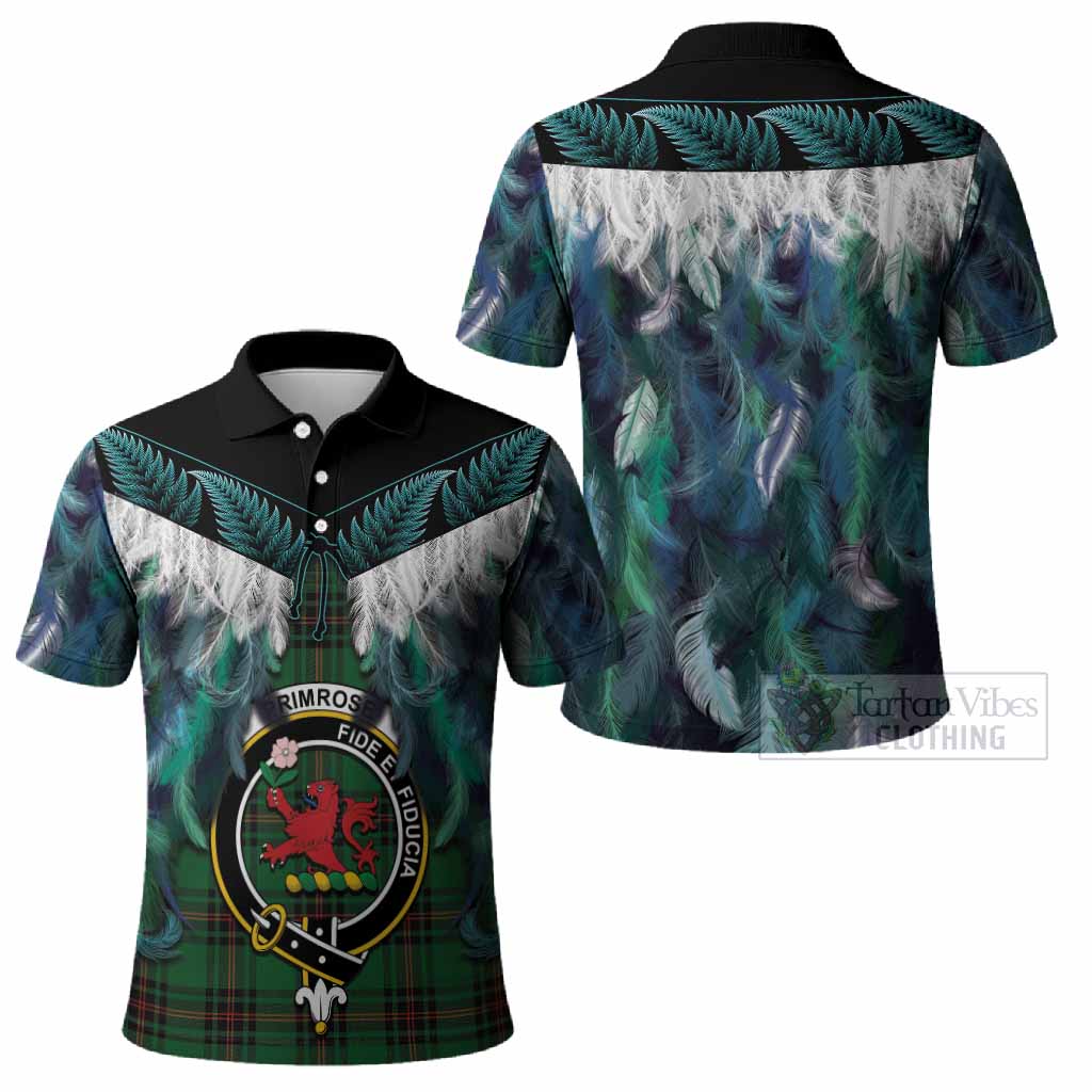 Primrose Tartan Crest Polo Shirt New Zealand Maori Korowai Cloak