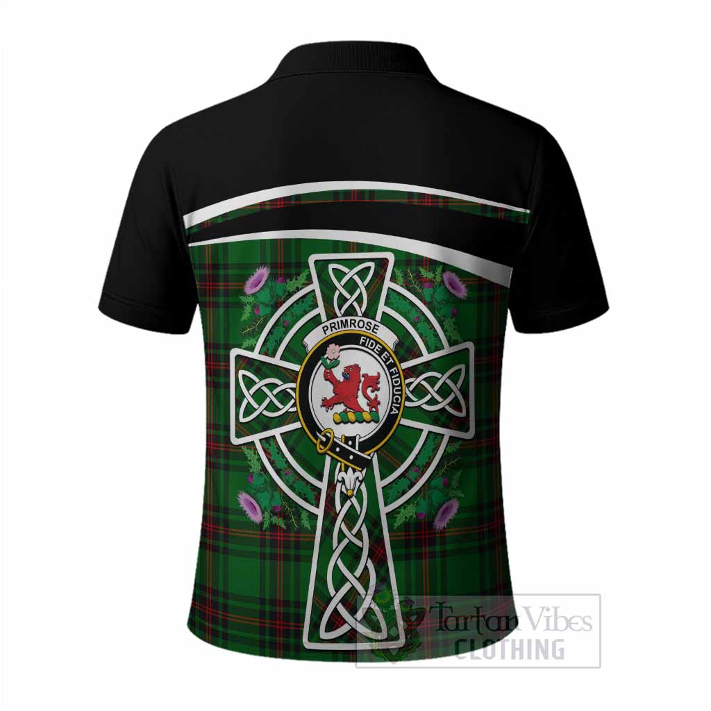 Primrose Tartan Crest Polo Shirt Scottish Thistle Celtic Cross Alba Gu Brath